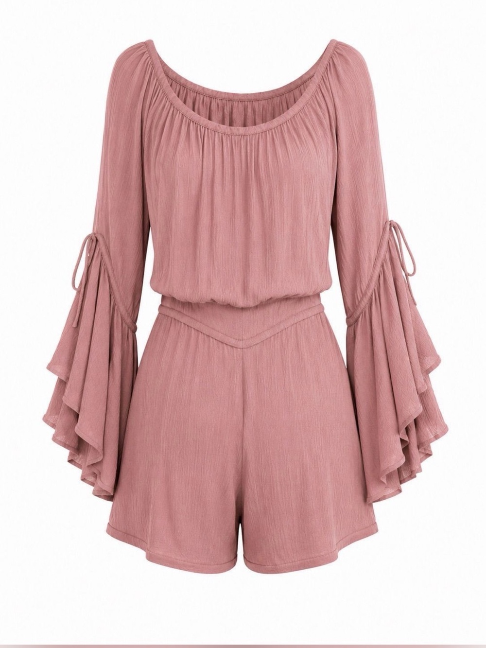 Streetwear Society Romper Women's Dusty Rose Ruffle-Sleeve Size M